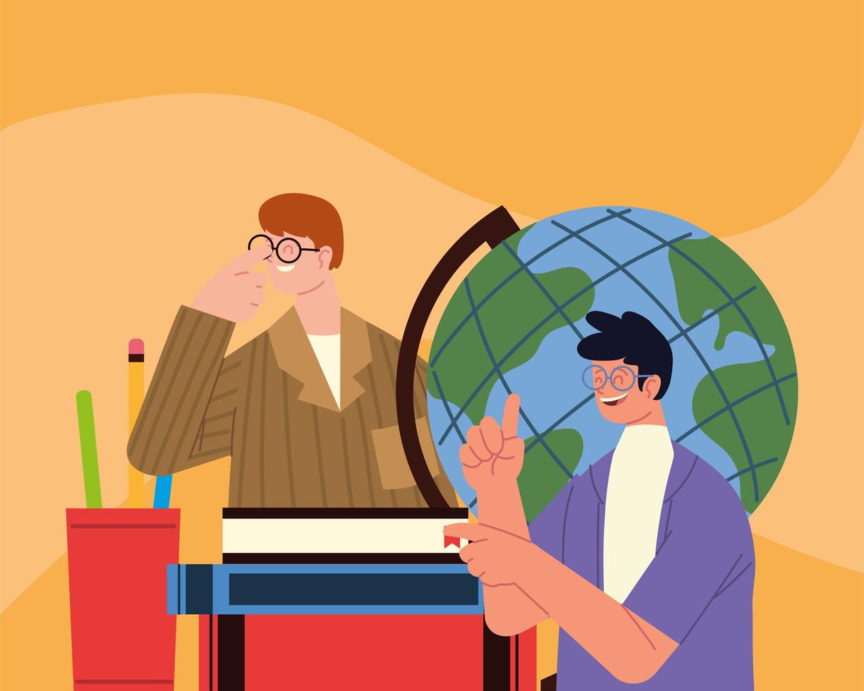 male teachers and map vector