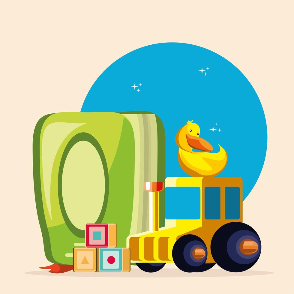 nursery book and truck vector