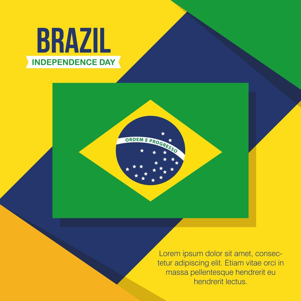 banner of brazil independence celebration, with icons flag emblem decoration vector