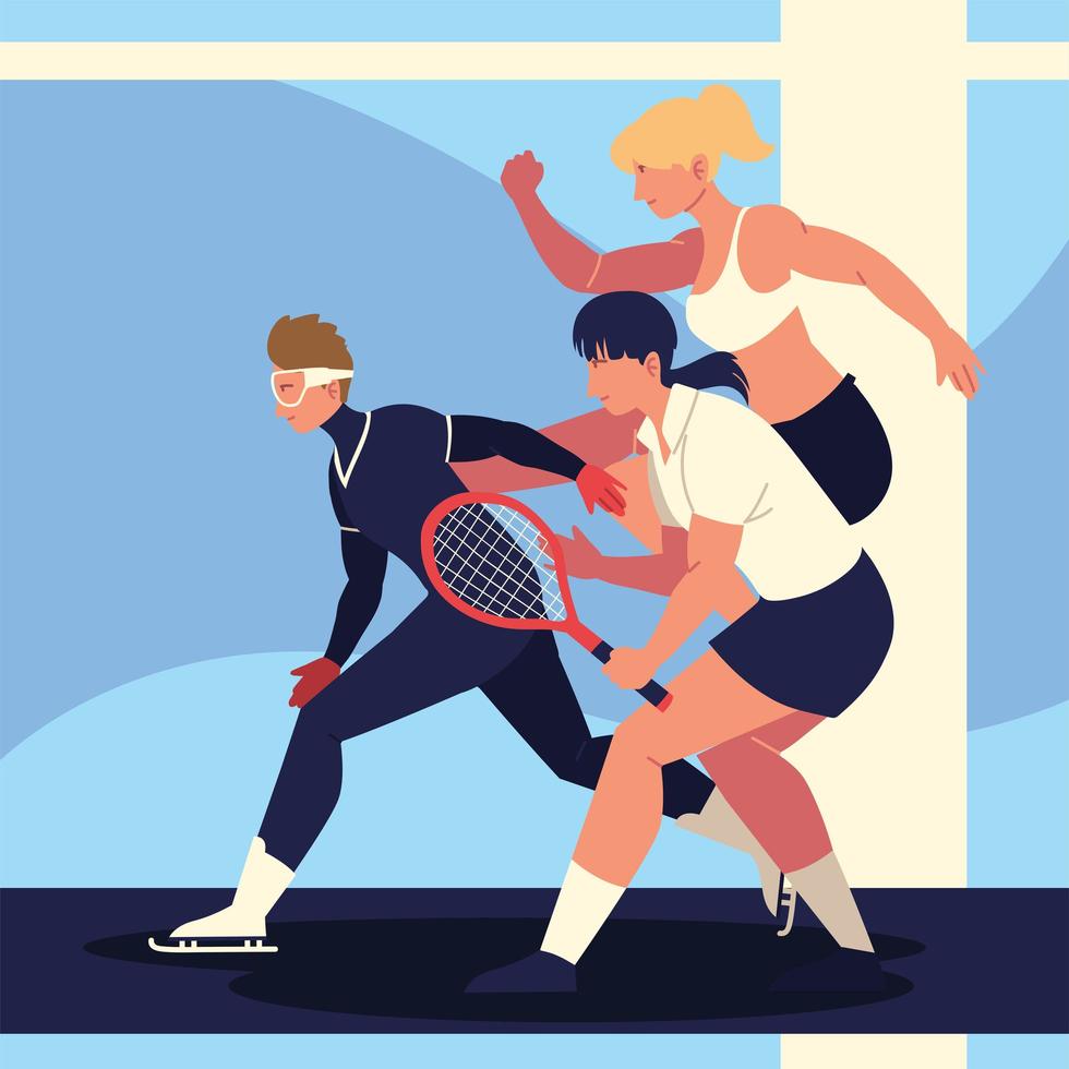 people training and exercising vector