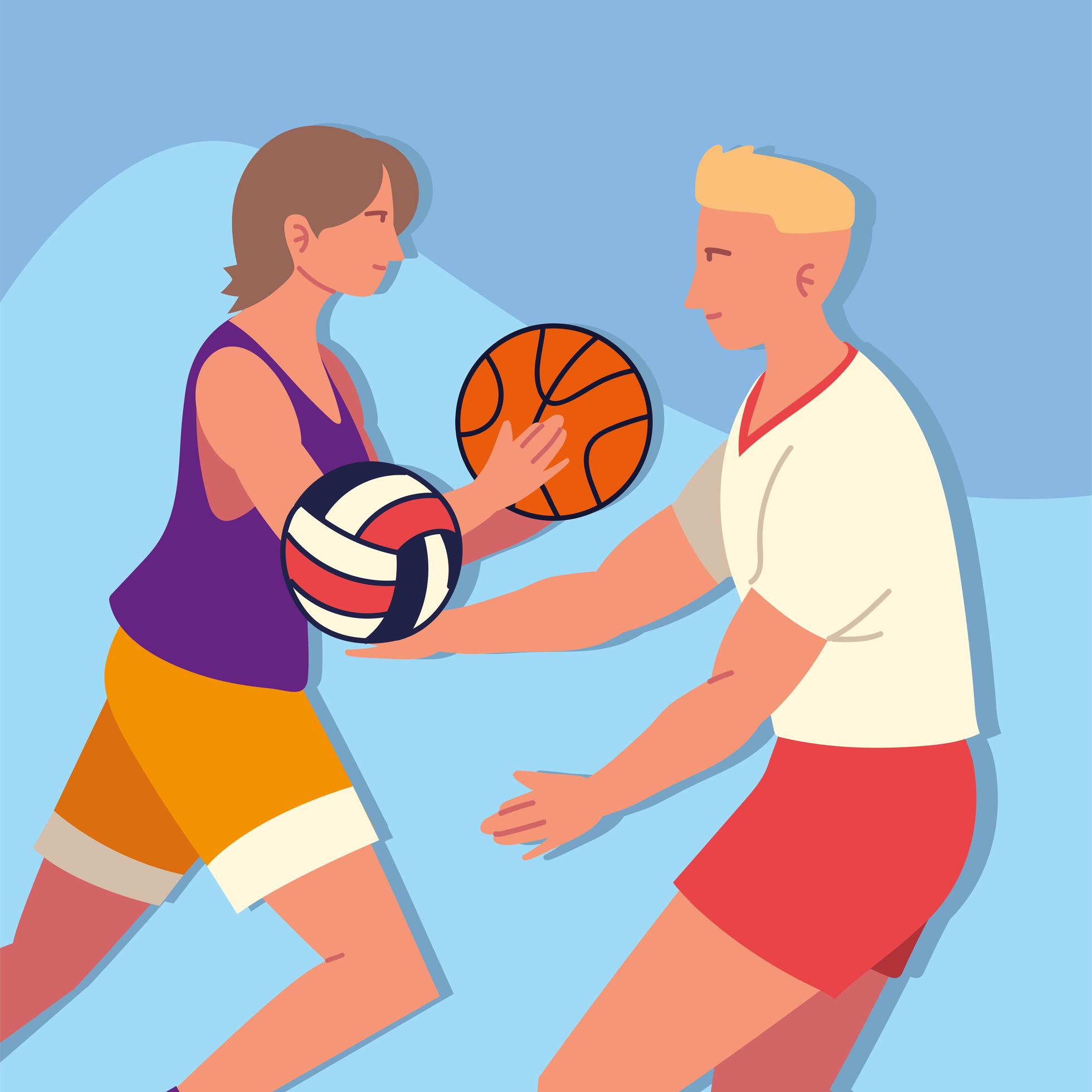 people playing volleyball and basketball 2620299 Vector Art at Vecteezy