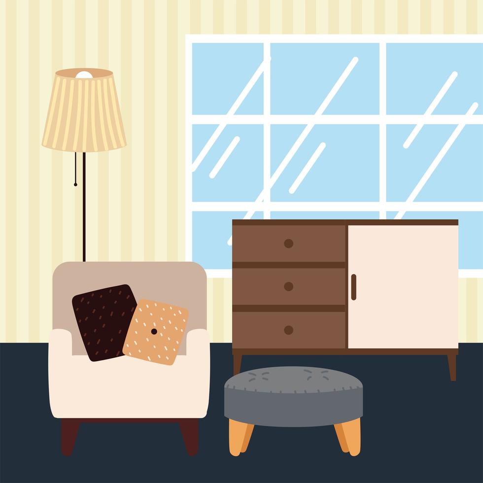 home chair and lamp vector