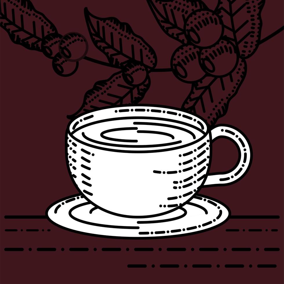 taza de cafe y granos vector