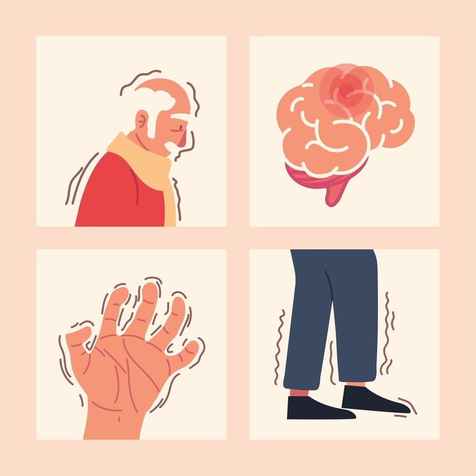 conjunto de síntomas de la enfermedad de Parkinson vector