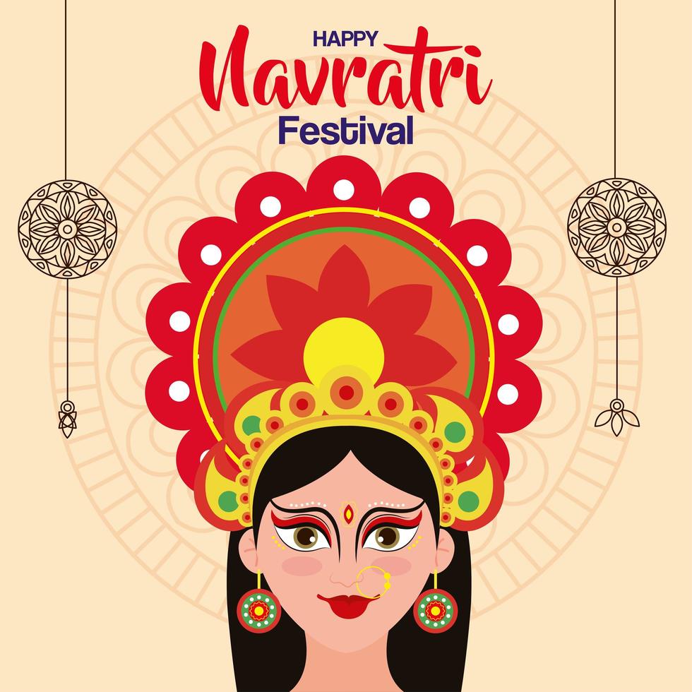 poster of goddess durga for happy navratri celebration vector