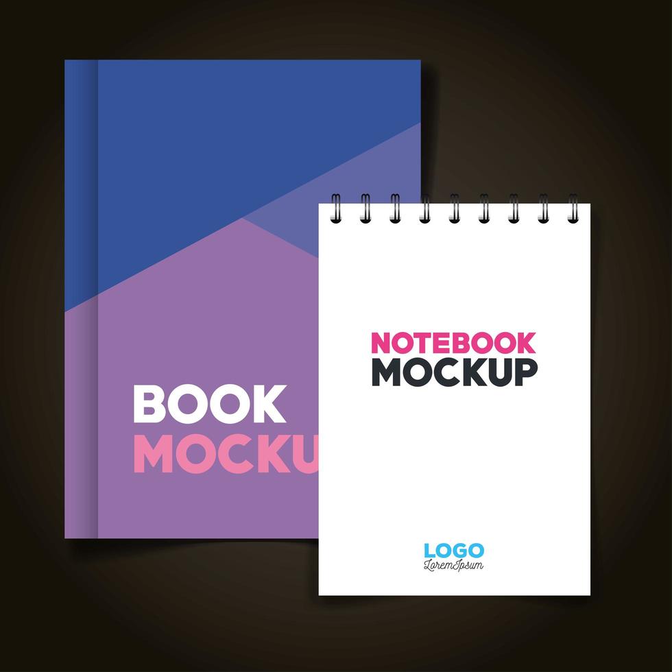 corporate identity branding mockup, mockup with notebook and book vector