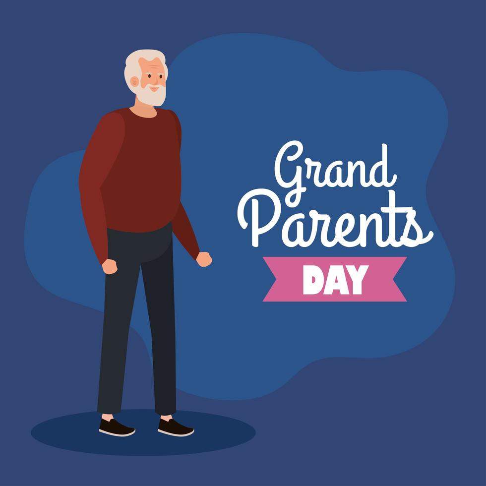 happy grand parents day, with cute grandfather and lettering decoration of best grand parents vector