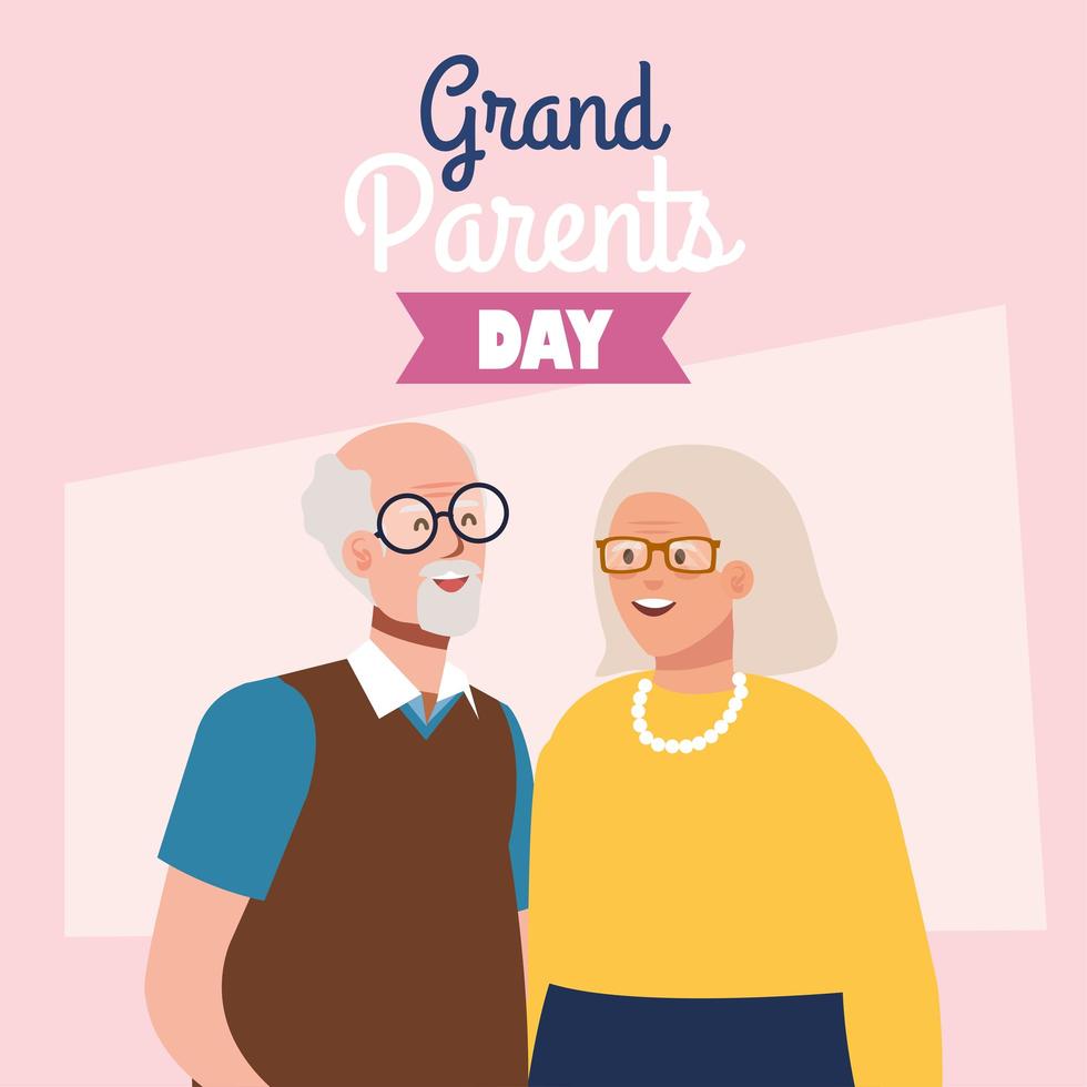 happy grand parents day with cute older couple vector