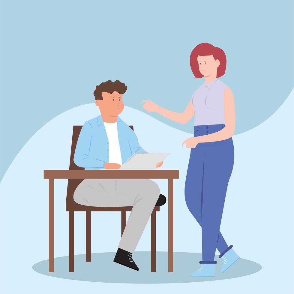 man and woman teamwork vector