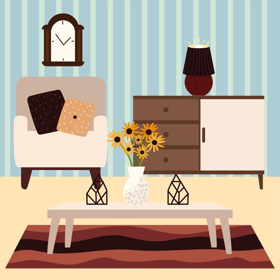 home armchair and furnitures vector