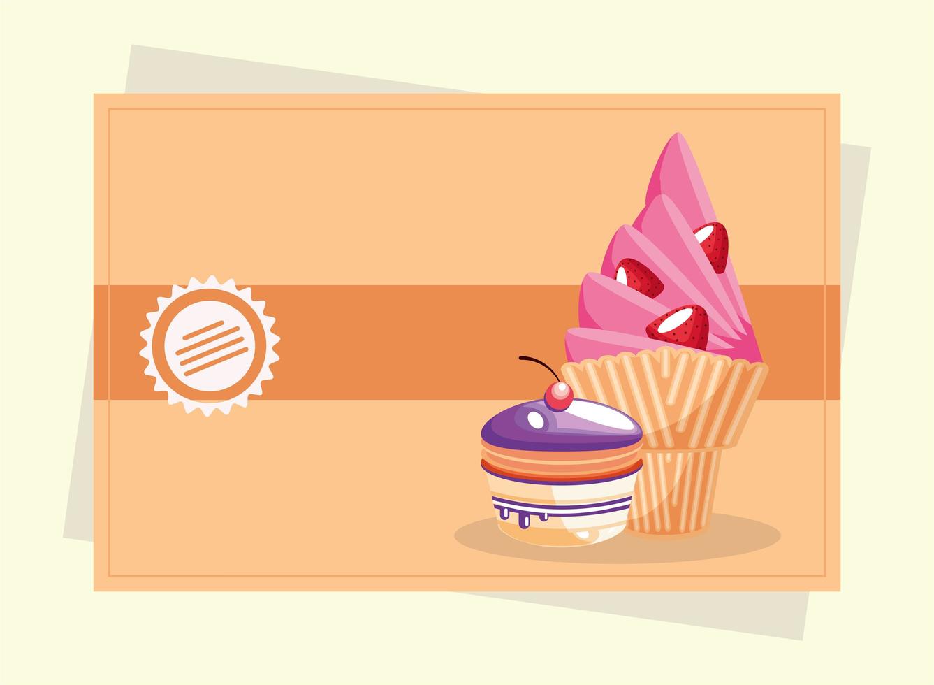 ice cream and cupcake vector
