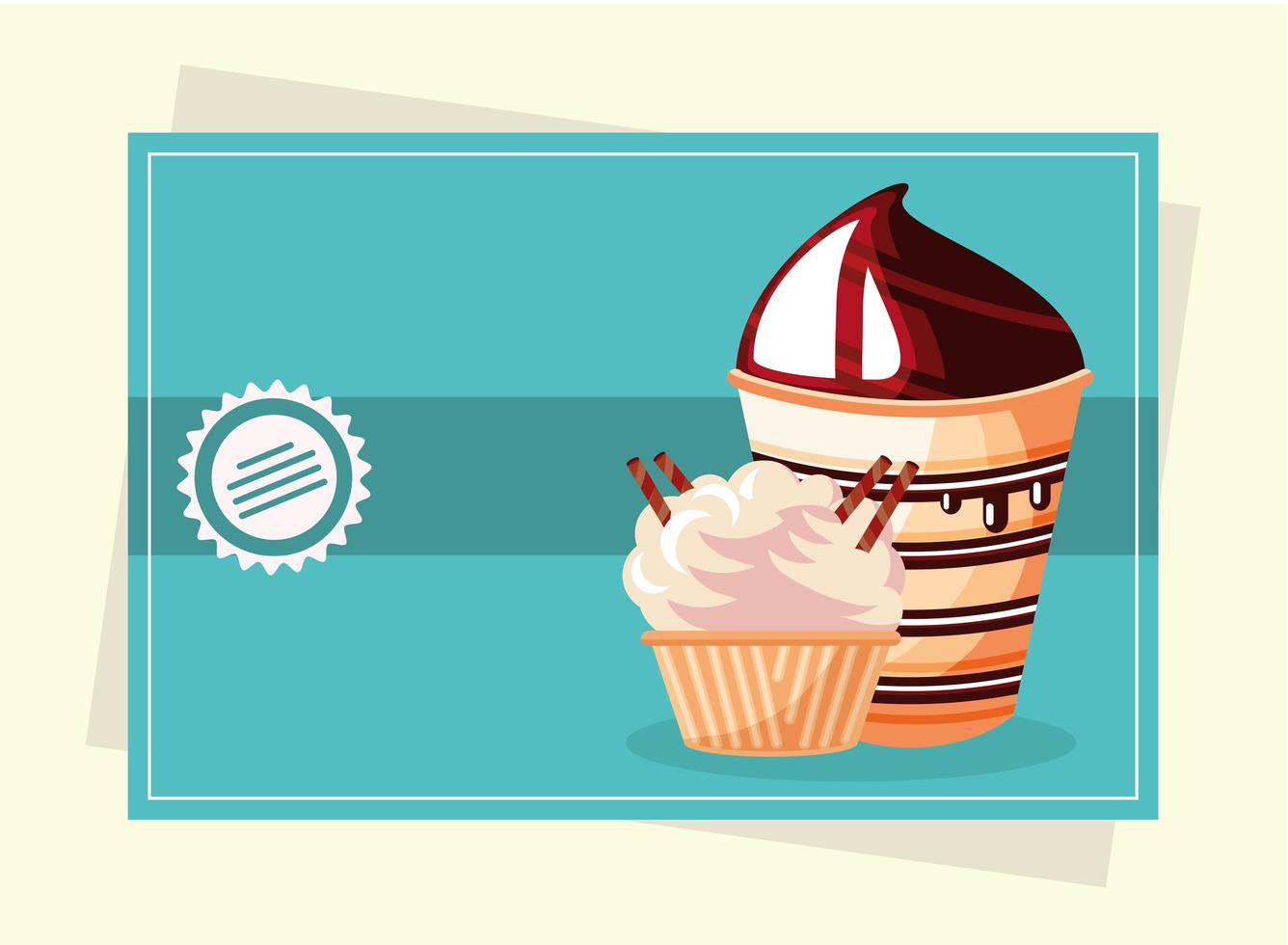 dessert cupcake and ice cream vector