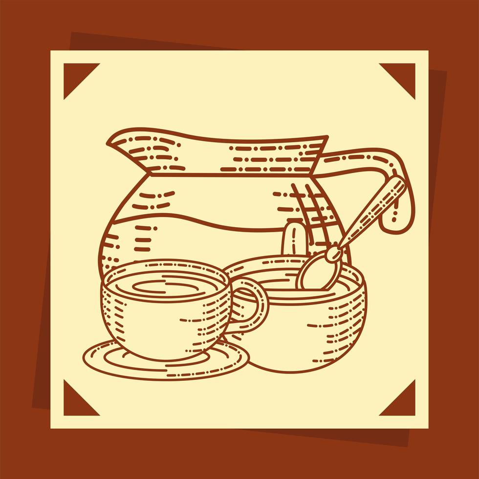 coffee cups and kettle vector