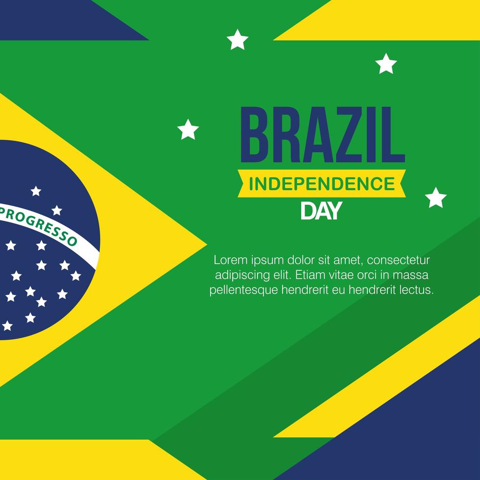 banner of brazil independence celebration, with icons flag emblem decoration vector