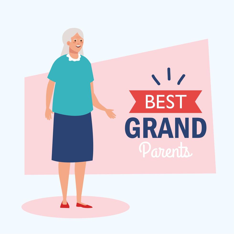 happy grand parents day, with cute grandmother, and lettering decoration of best grand parents vector