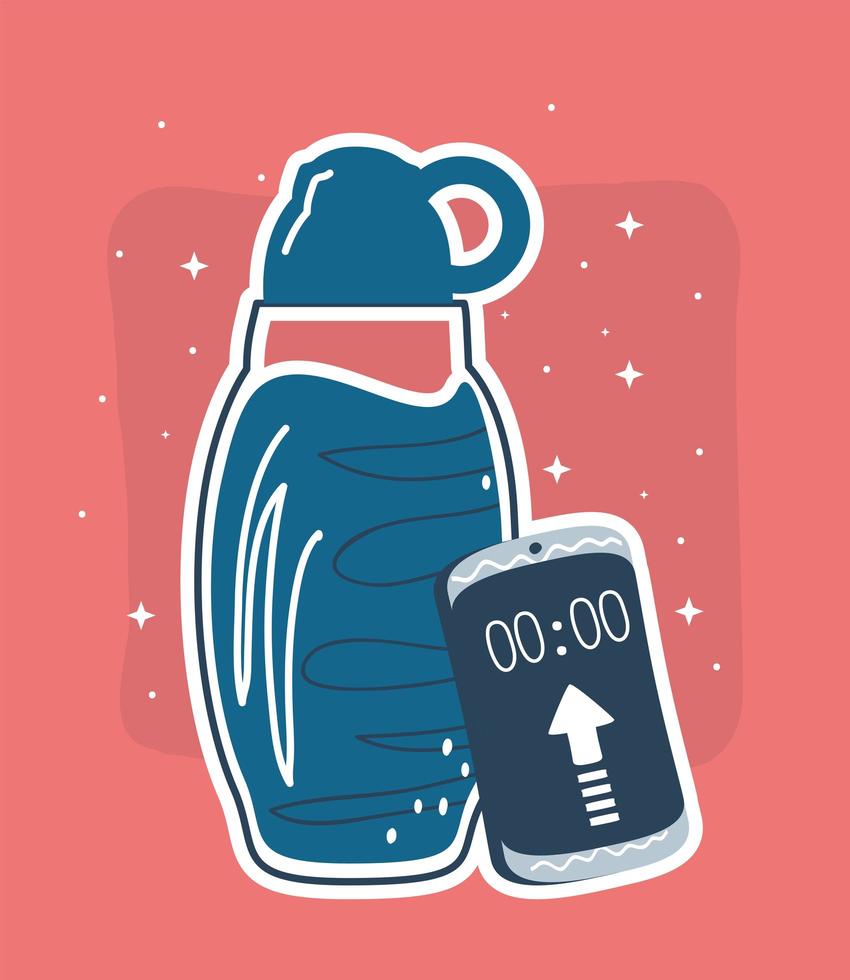 water bottle and smartphone vector