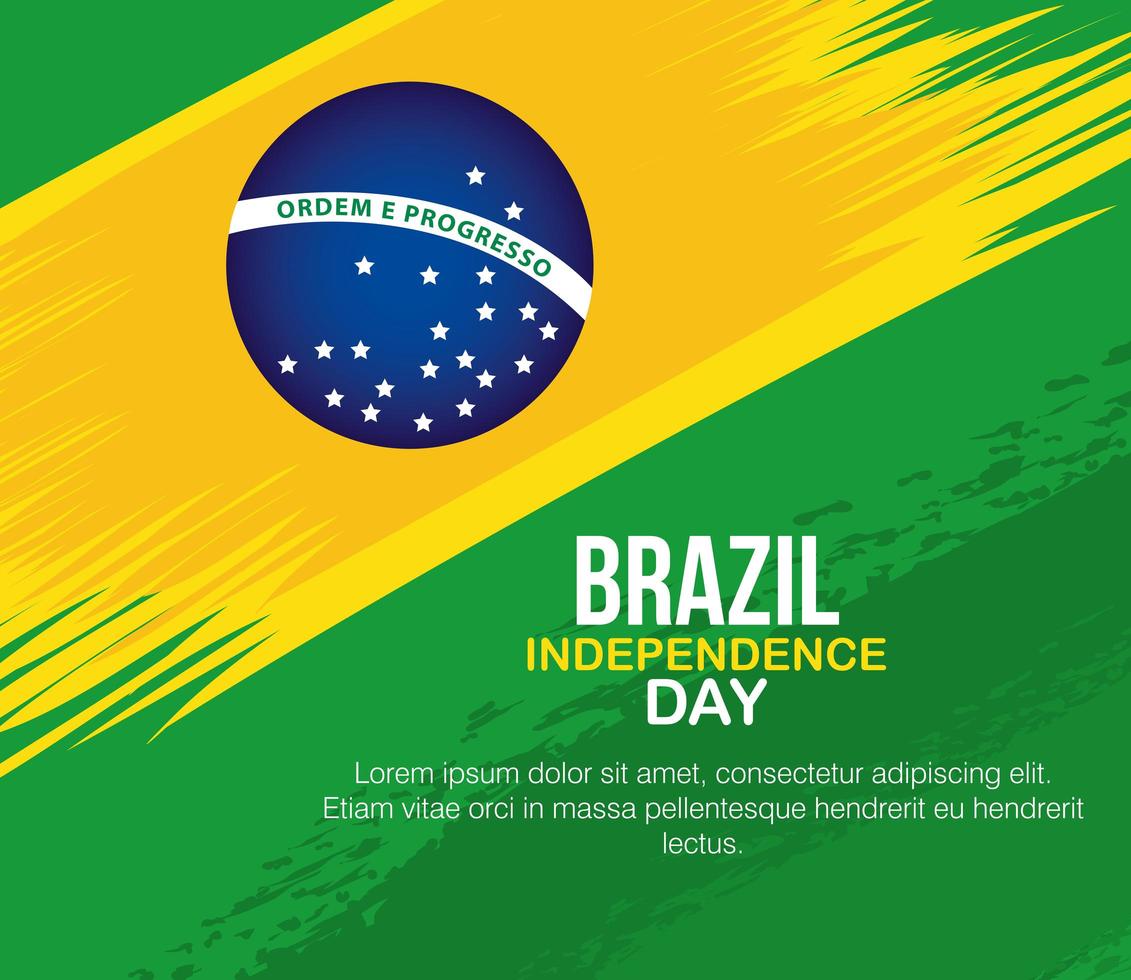 banner of brazil independence celebration, with icons flag emblem decoration vector