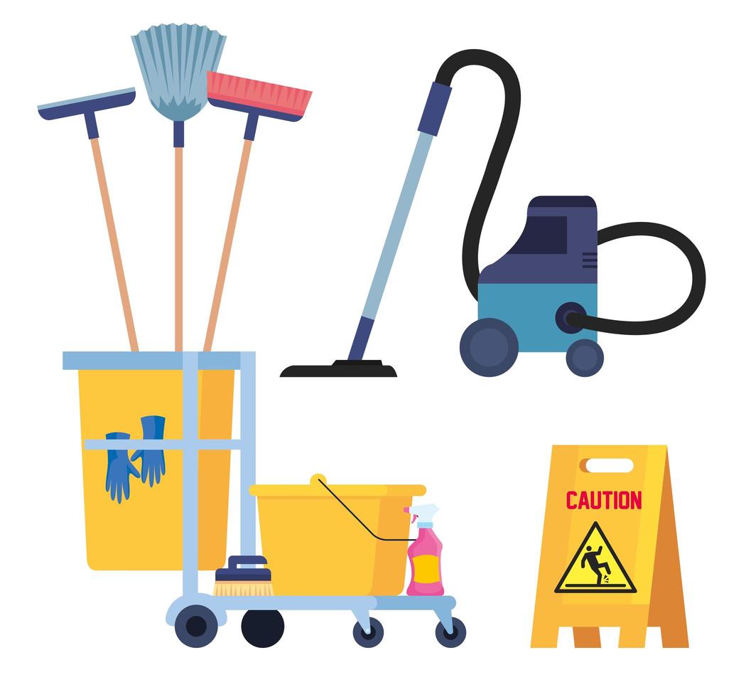 set of cleaning supplies icons vector