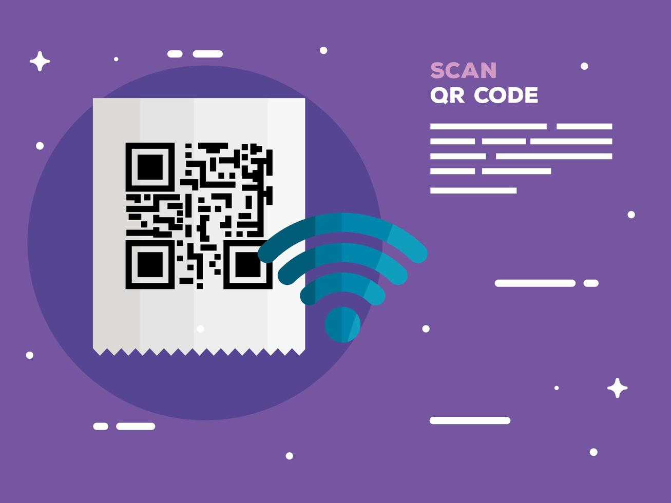 escanear el código qr en papel de cupón vector