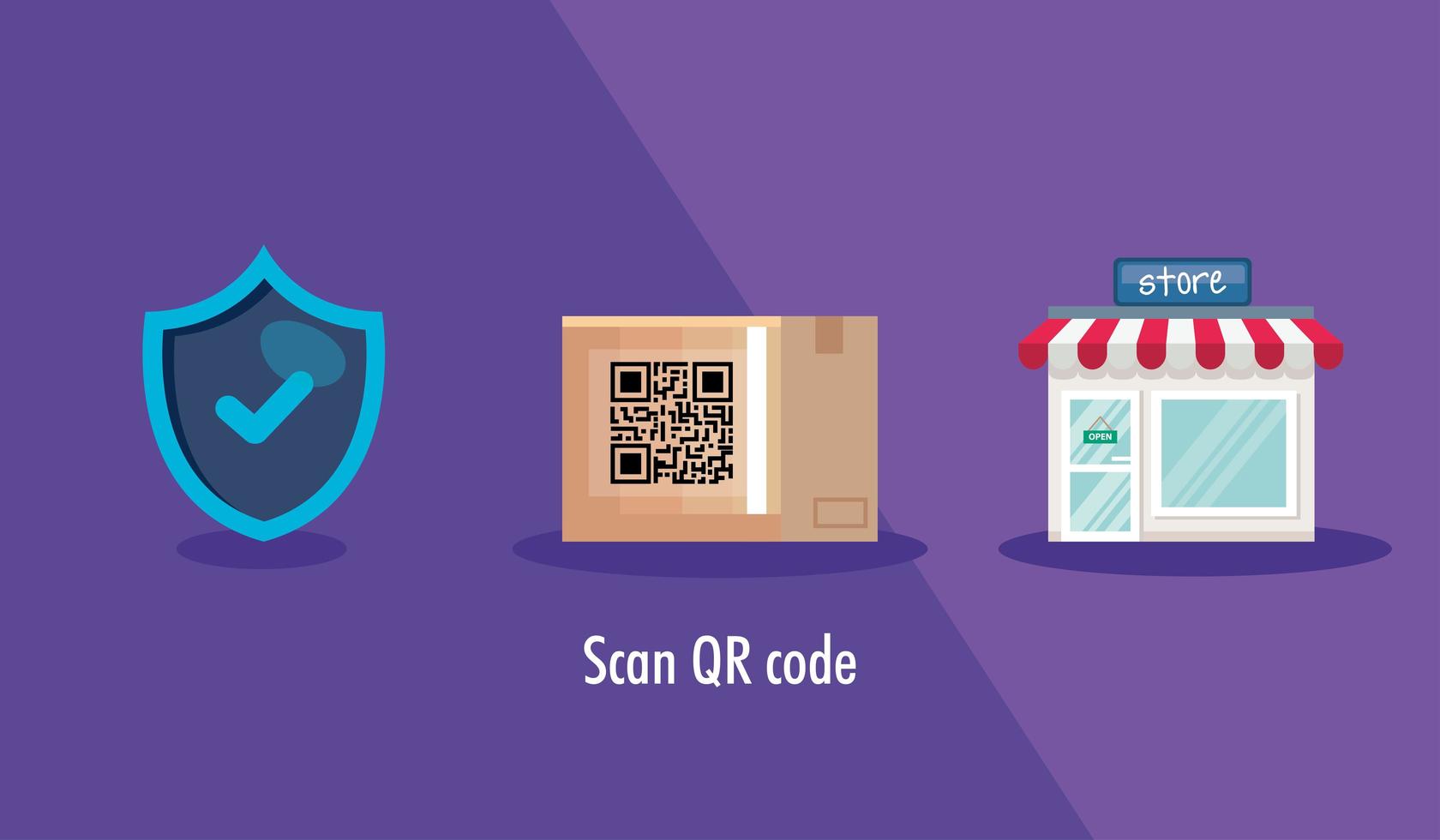 scan qr code in box carton and icons vector