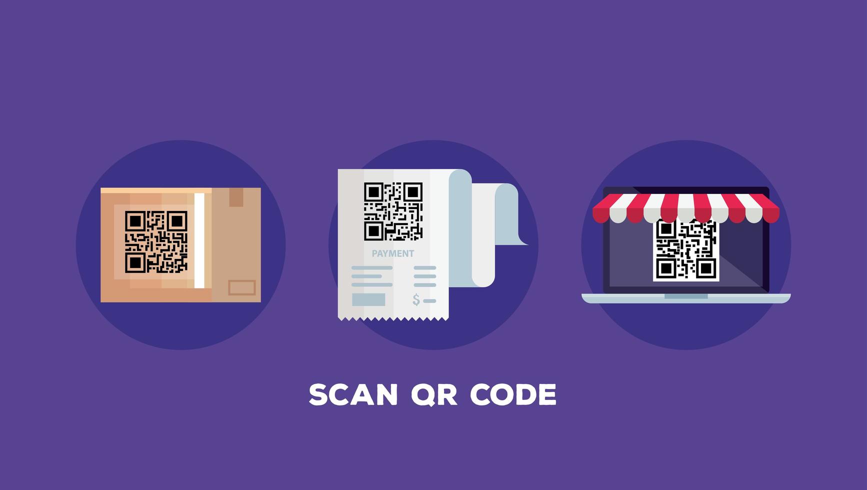 scan qr code with set icons vector