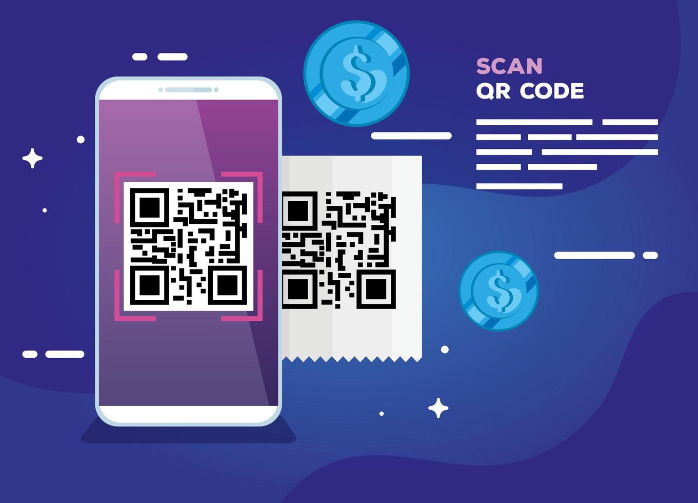 scan code qr with smartphone vector