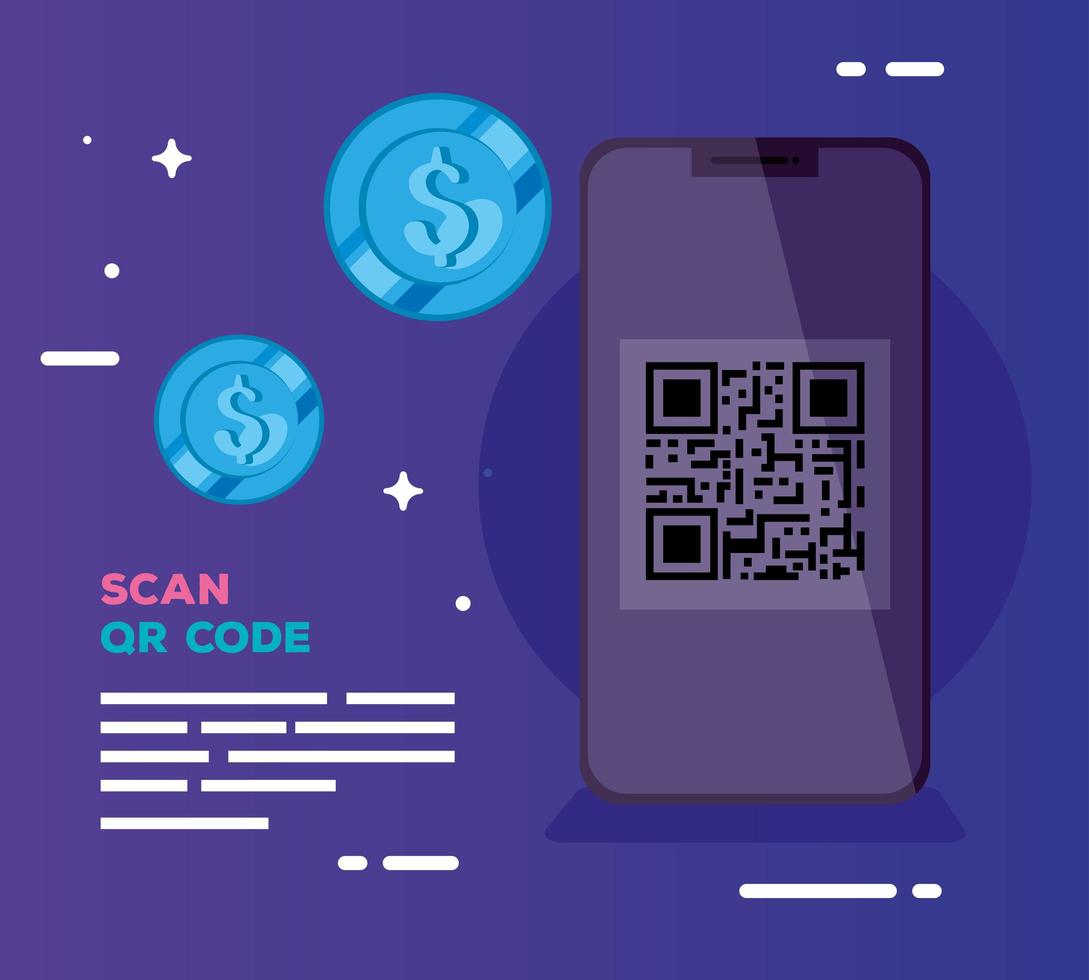 scan code qr with smartphone vector
