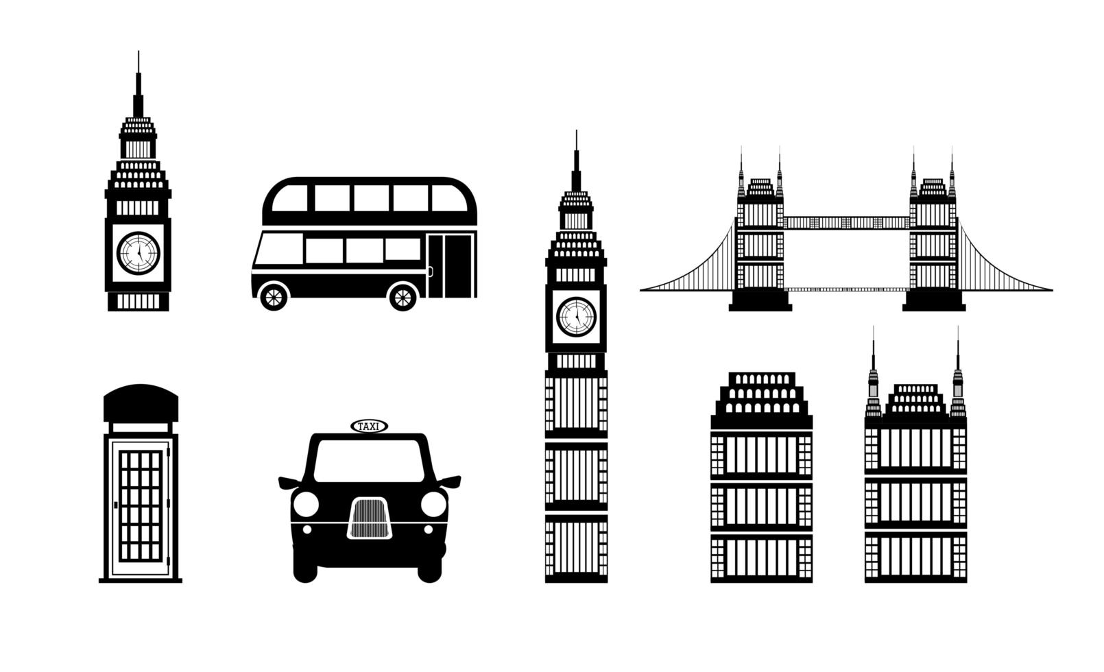 bundle of britain culture icons vector