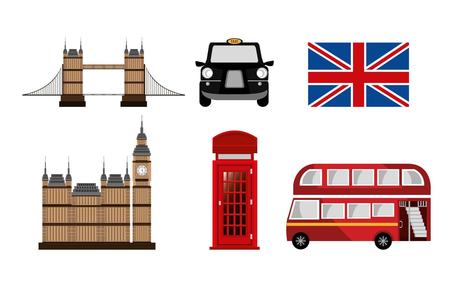 bundle of britain culture icons vector