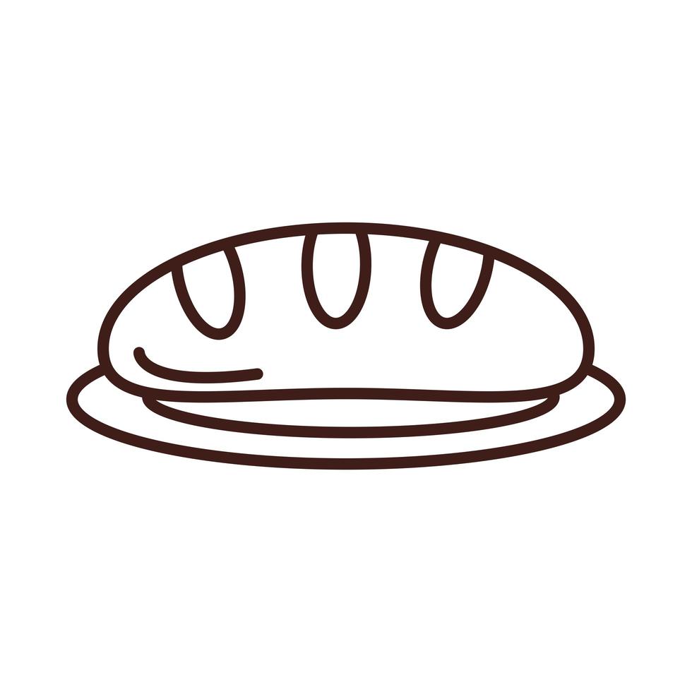 breakfast bread on dish line style vector