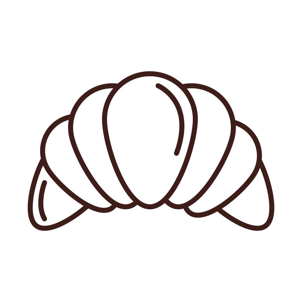 breakfast bread croissant bakery food line style vector