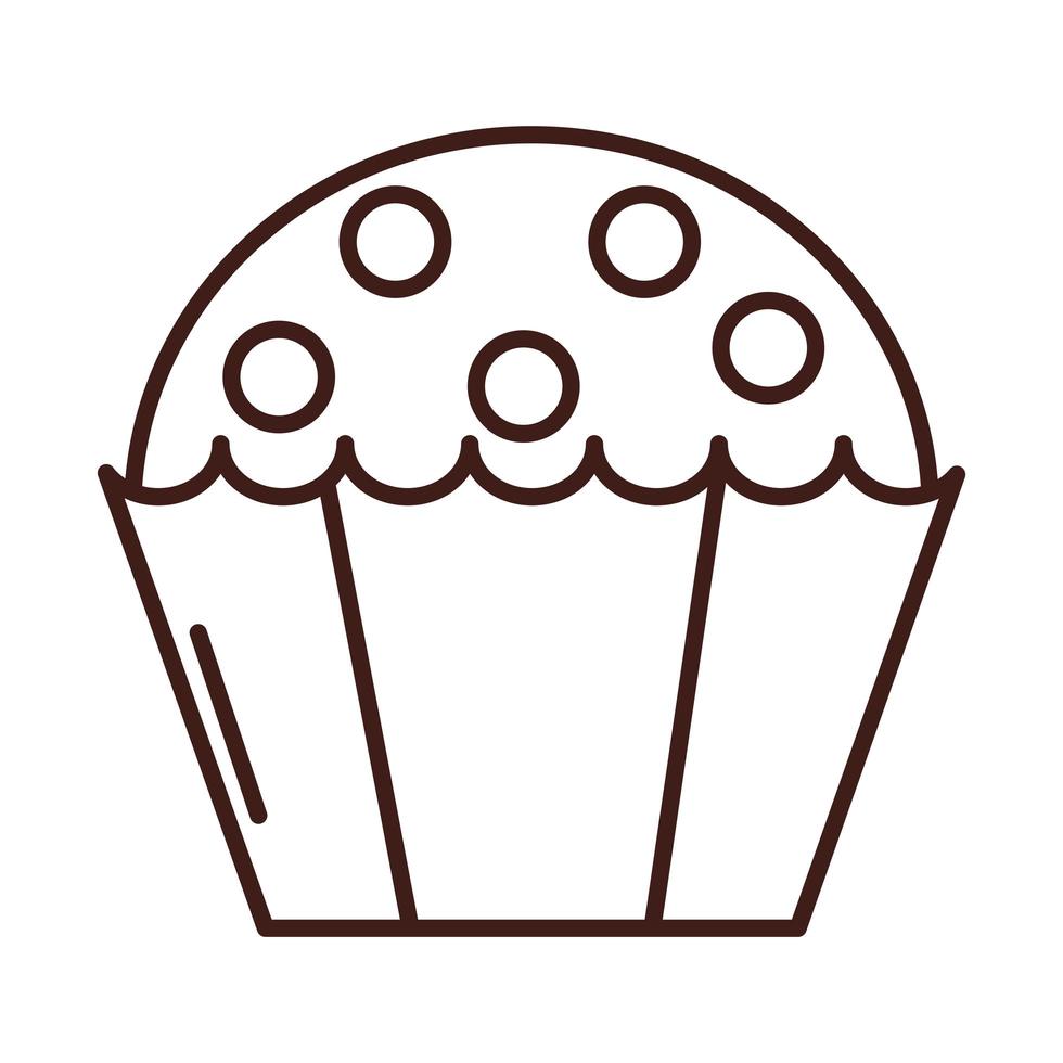 Cupcake de desayuno con estilo de línea de chispas de chocolate vector