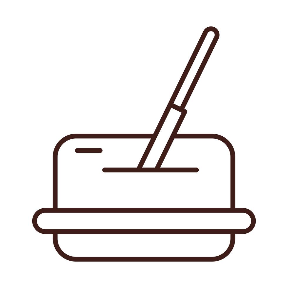 breakfast butter with knife on dish line style vector