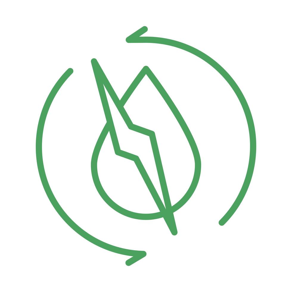 organic natural water drop power energy green line style vector