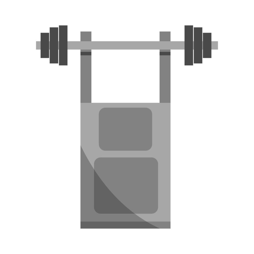 Press de banca de gimnasio con equipo de pesas en estilo plano vector