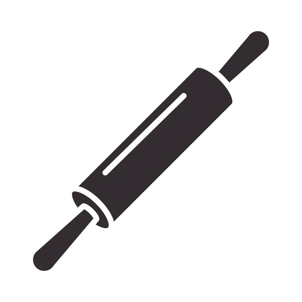 chef roller pin kitchen utensil silhouette style icon vector