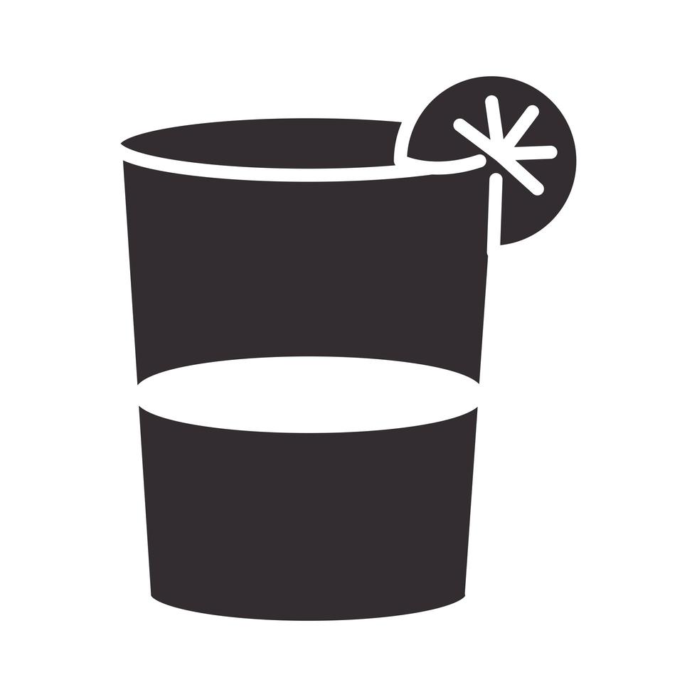 cocktail drink with lime silhouette style icon vector