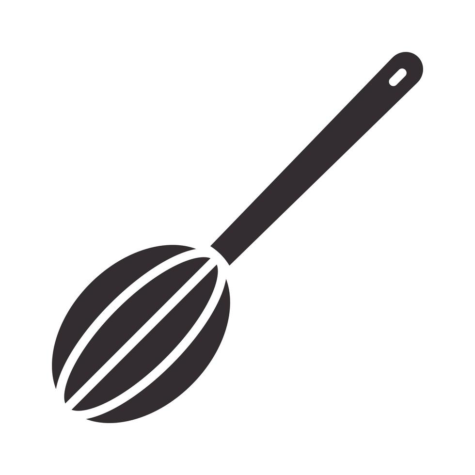 Chef batidora manual utensilio de cocina icono de estilo de silueta vector