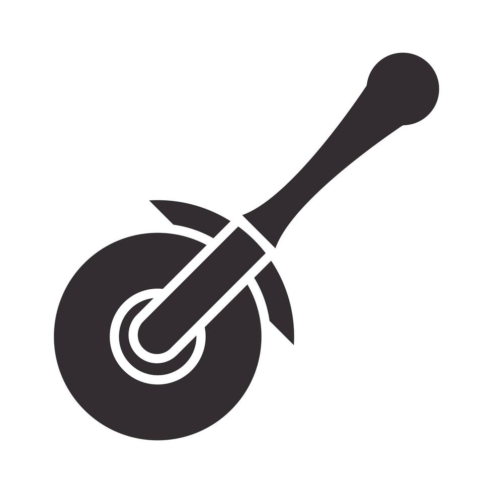 Chef cortador de pizza utensilio de cocina icono de estilo de silueta vector