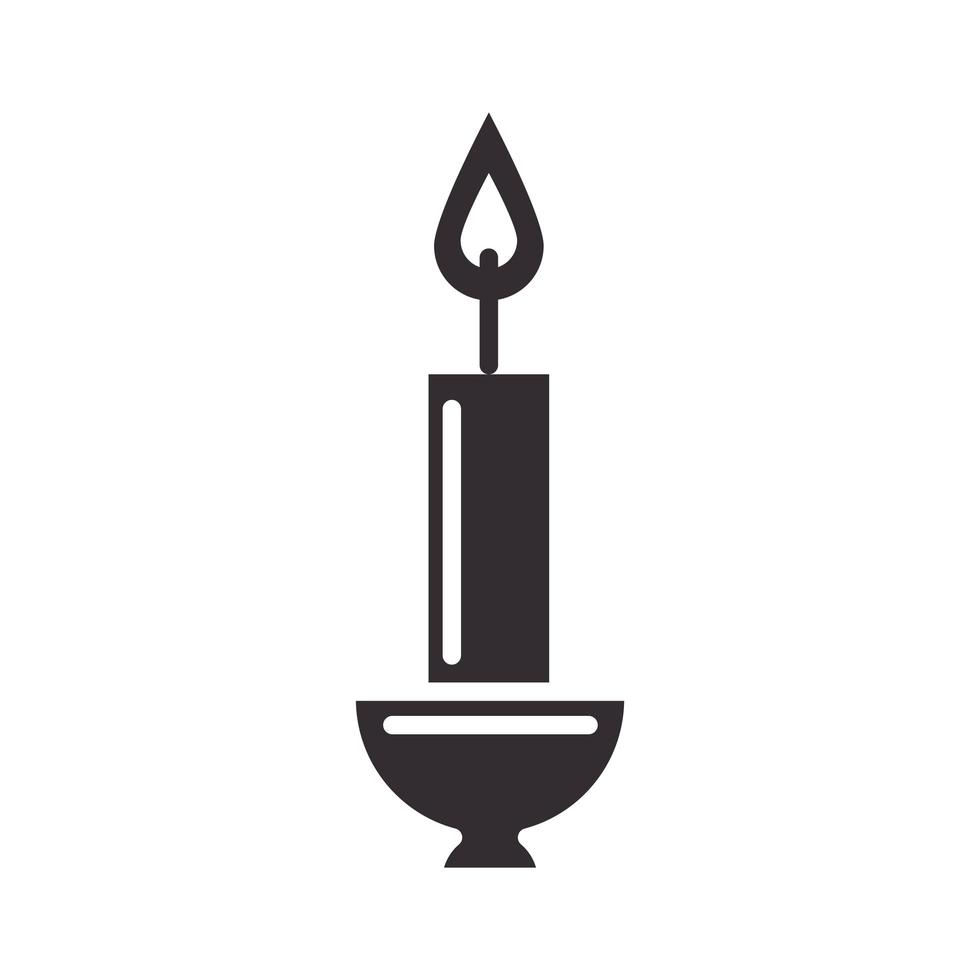 burning candle light flame silhouette style icon vector