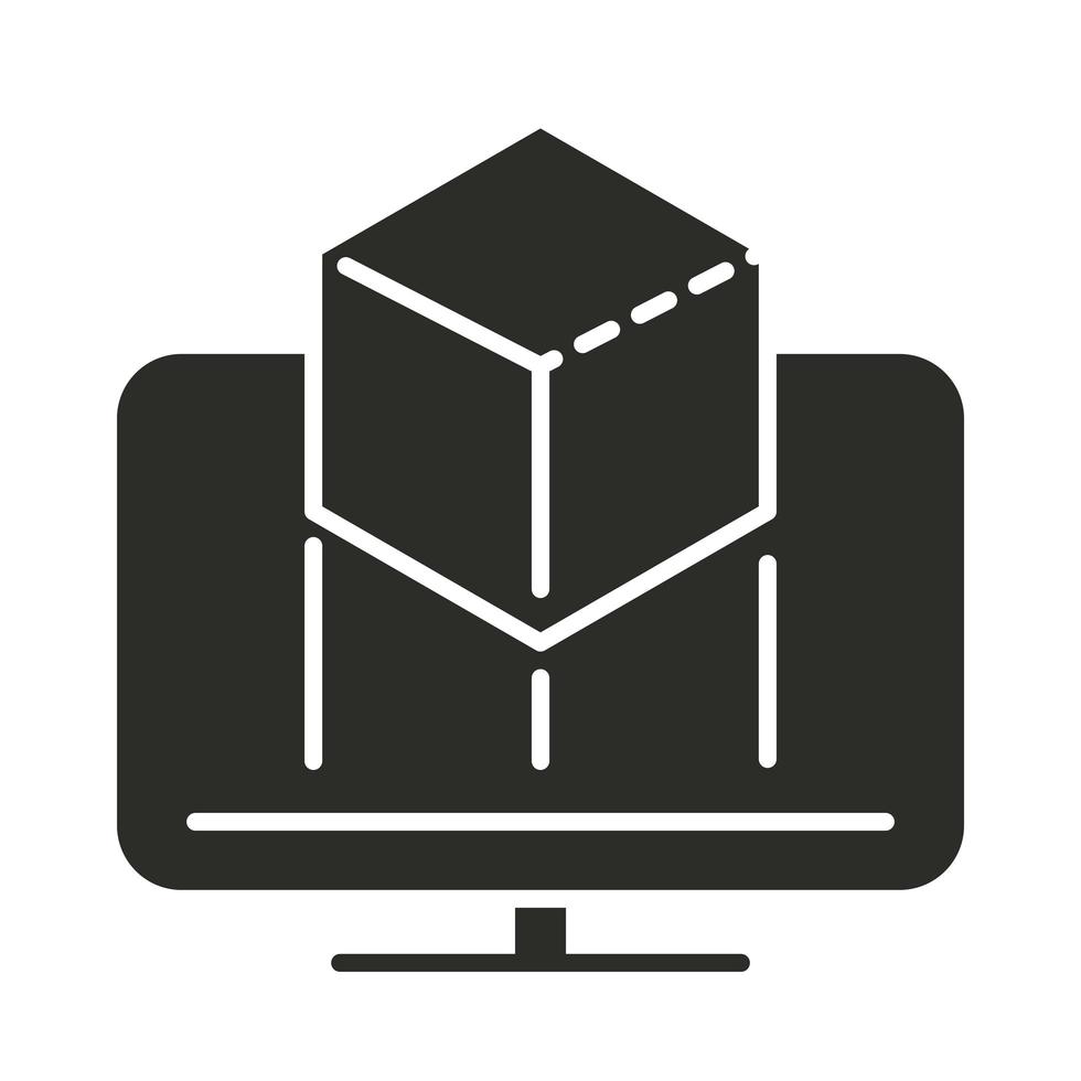 augmented reality computer modern technology silhouette style vector