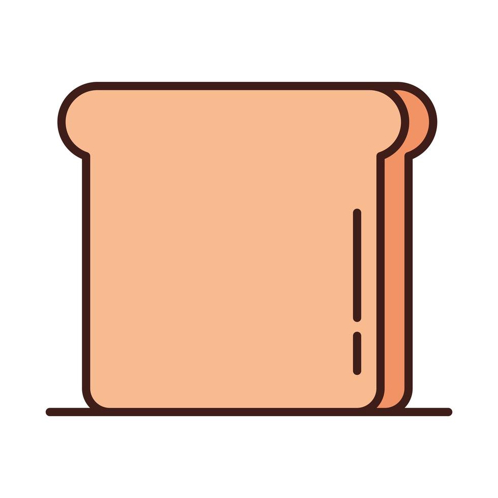 breakfast slice bread food line and fill style vector