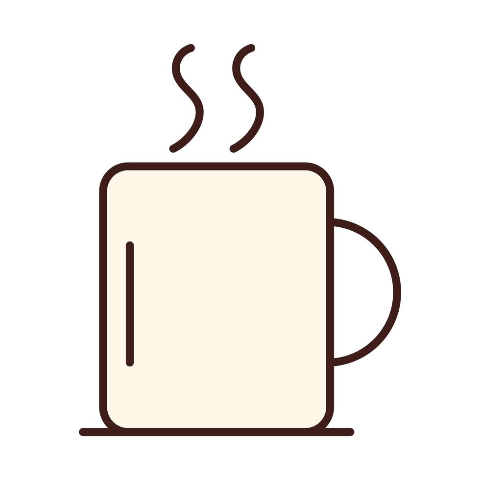 breakfast hot coffee cup drink line and fill style vector