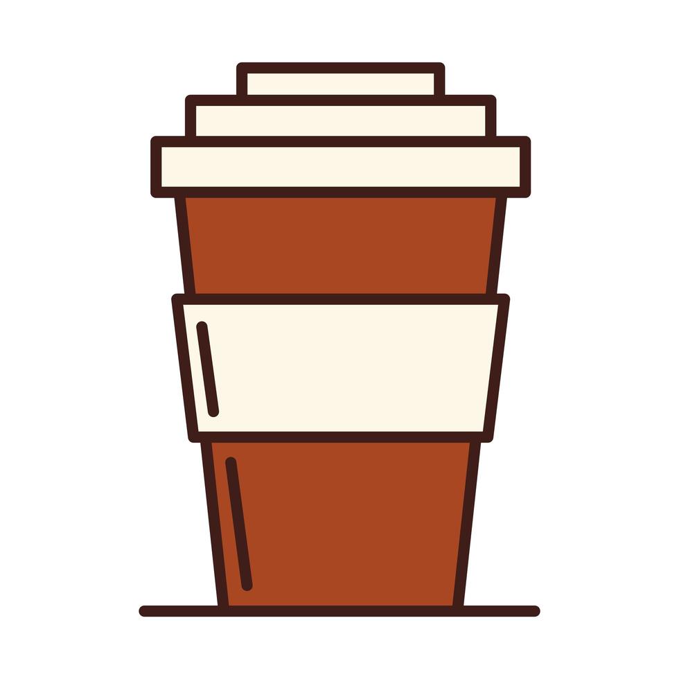 breakfast disposable coffee cup line and fill style vector