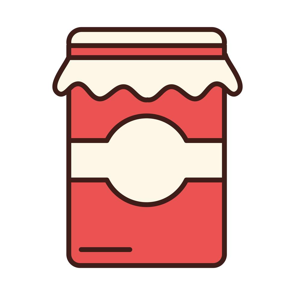 breakfast sweet jar jam line and fill style vector