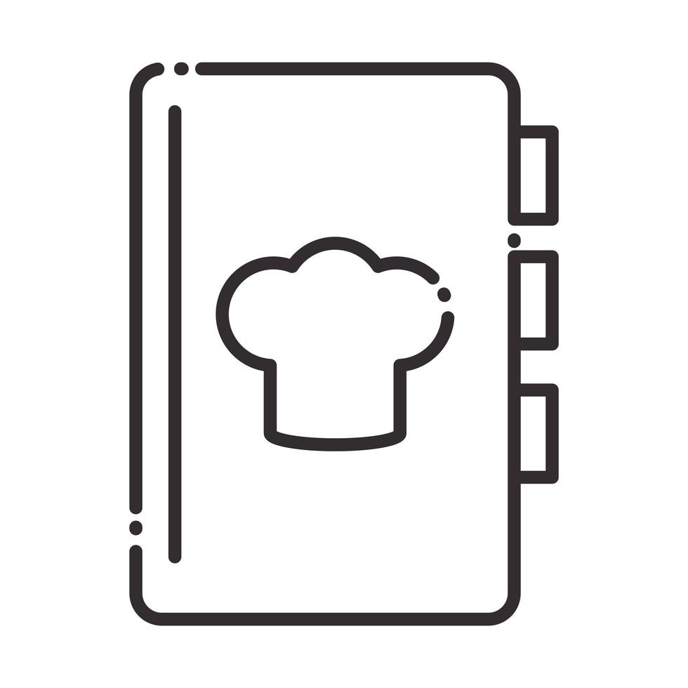 icono de estilo de línea de utensilios de cocina de libro de recetas de chef vector