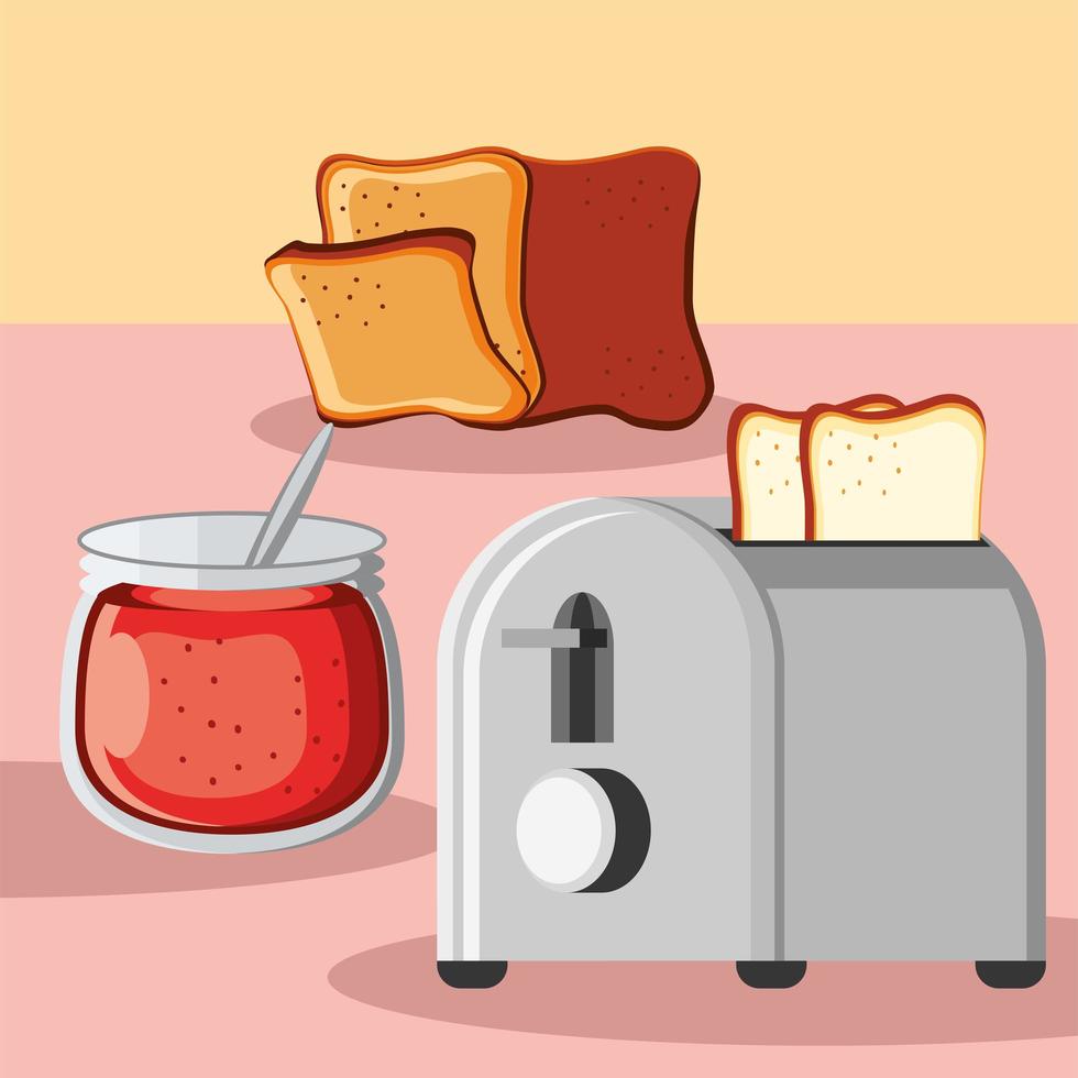 breakfast bread and jam vector