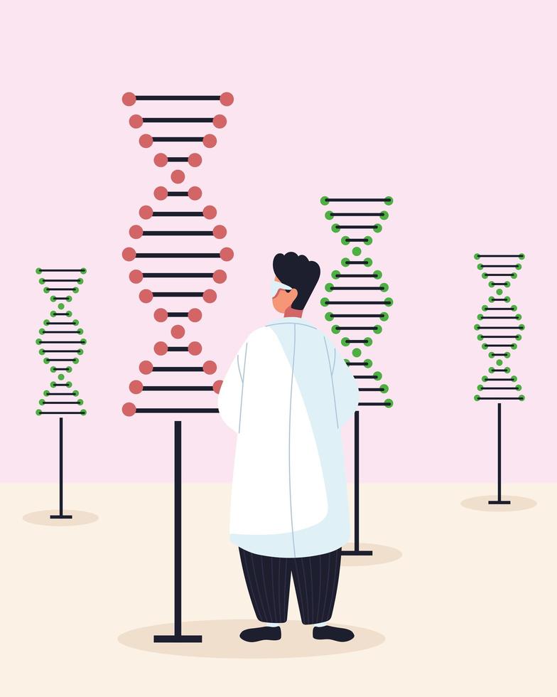 doctor and dna structure vector