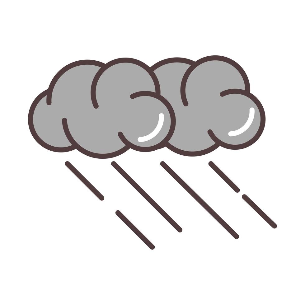weather clouds and rain season line and fill style vector