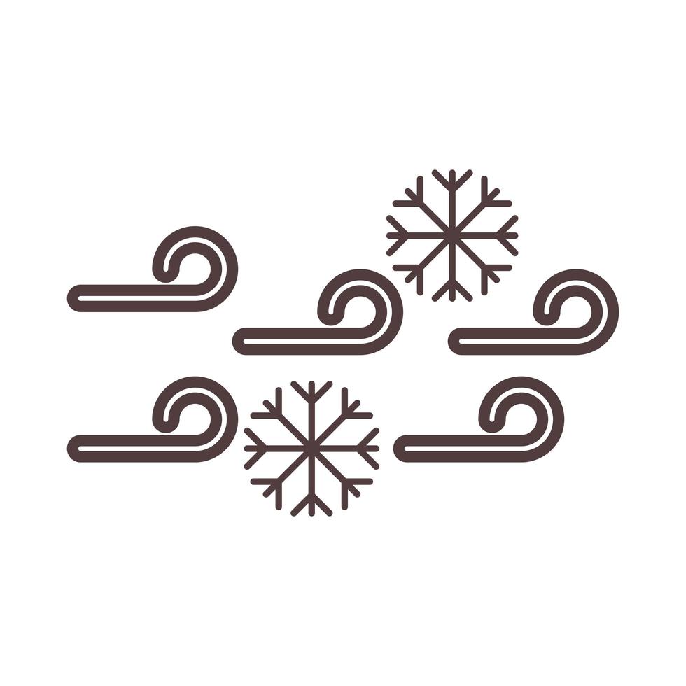 clima frío copos de nieve invierno línea icono estilo vector